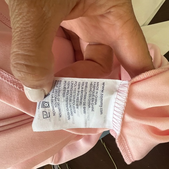 Tommy Hilfiger Girls Large Pink Cut Out Shoulder Ruffle Dress - Picture 7 of 7